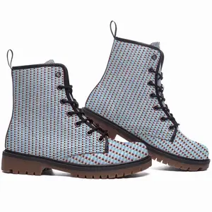 Men Caput Mortuum Light Blue Leather Work Boots