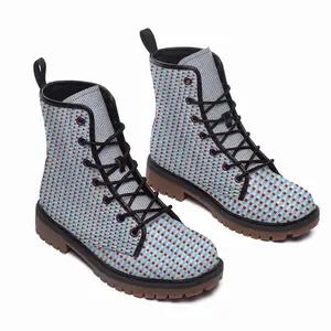 Men Caput Mortuum Light Blue Leather Work Boots