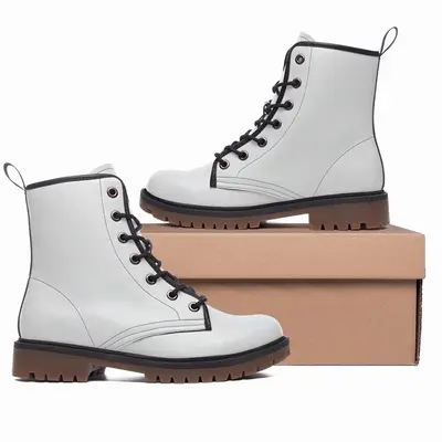 Men White Leather Work Boots