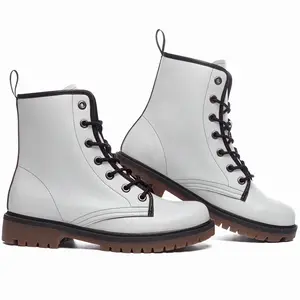 Men White Leather Work Boots