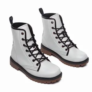 Men White Leather Work Boots