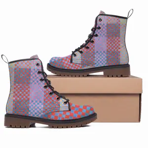 Men Purple-Blue-Orange Leather Work Boots