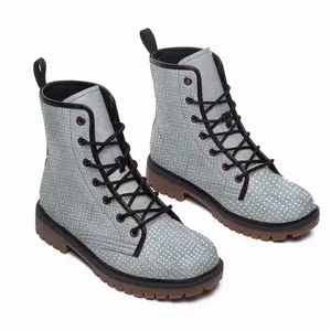 Men Silver Leather Work Boots