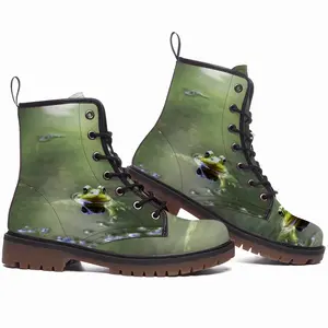 Men Green Frog - Staring Contest Leather Work Boots