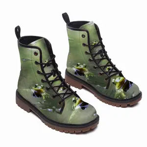 Men Green Frog - Staring Contest Leather Work Boots