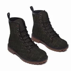 Men Black Pencil Leather Work Boots