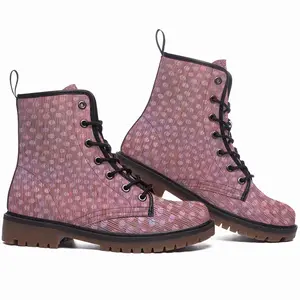 Men Spindles Pink Leather Work Boots