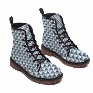 Men Black-White-Gray Ii Leather Work Boots