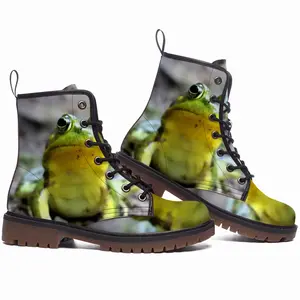 Men Green Frog Chillin Leather Work Boots