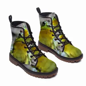 Men Green Frog Chillin Leather Work Boots