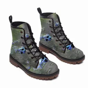 Men Green Frog In Bubbles Leather Work Boots