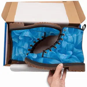 Men Blue Dahlia Leather Work Boots