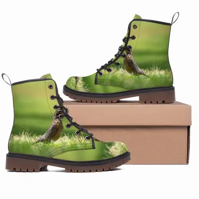 Men Bird In High Park Grass Leather Work Boots