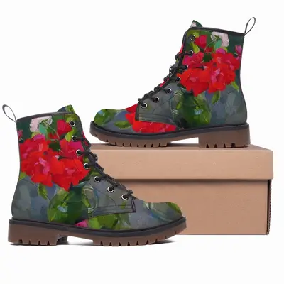 Men Roses From An Abandoned Garden Leather Work Boots