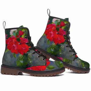 Men Roses From An Abandoned Garden Leather Work Boots