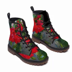 Men Roses From An Abandoned Garden Leather Work Boots