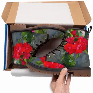 Men Roses From An Abandoned Garden Leather Work Boots