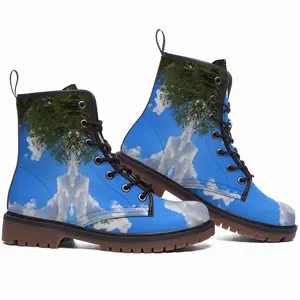 Men Dragon Clouds Leather Work Boots