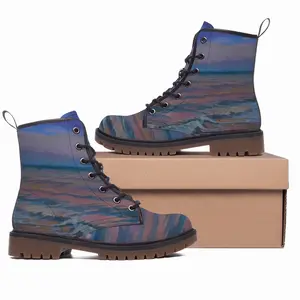 Men Sunset On The Sea Leather Work Boots