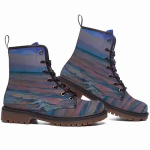 Men Sunset On The Sea Leather Work Boots