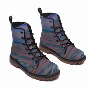 Men Sunset On The Sea Leather Work Boots