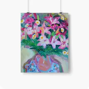 Lilies On White Self Adhesive Poster (Multi-Size)