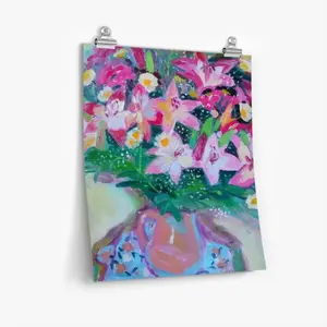 Lilies On White Self Adhesive Poster (Multi-Size)