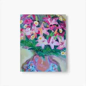 Lilies On White Self Adhesive Poster (Multi-Size)