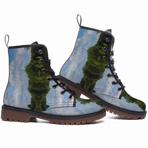 Men Angry Totem Birds Leather Work Boots