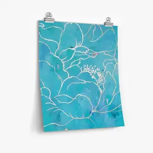 Turquoise Peony Self Adhesive Poster (Multi-Size)