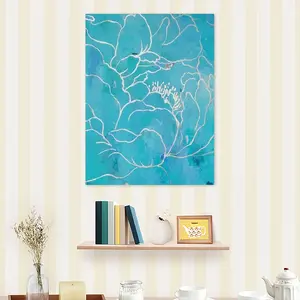 Turquoise Peony Self Adhesive Poster (Multi-Size)