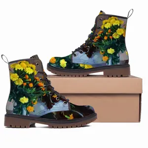 Men Flowers In The House Of The Artist Leather Work Boots