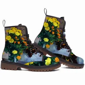 Men Flowers In The House Of The Artist Leather Work Boots