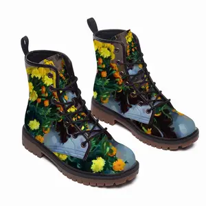 Men Flowers In The House Of The Artist Leather Work Boots