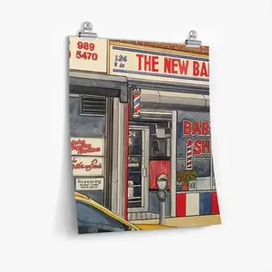 The New Barber Shop New York City Self Adhesive Poster (Multi-Size)