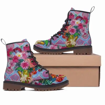 Men Bouquet Dahlias Leather Work Boots