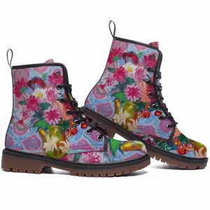 Men Bouquet Dahlias Leather Work Boots