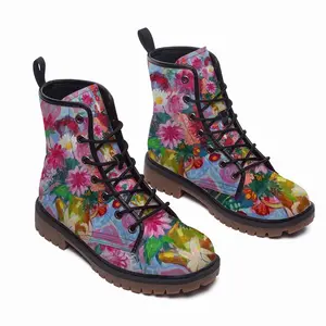 Men Bouquet Dahlias Leather Work Boots