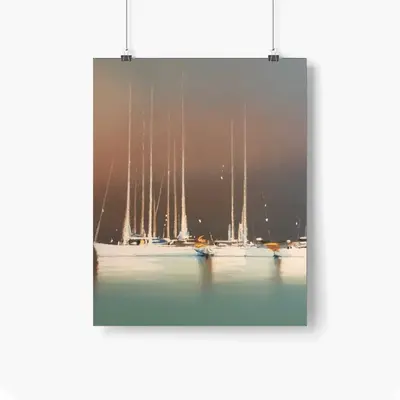 Sailboats In Thunderstorm Self Adhesive Poster (Multi-Size)