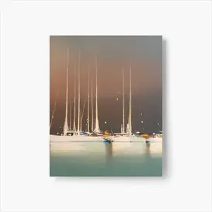 Sailboats In Thunderstorm Self Adhesive Poster (Multi-Size)