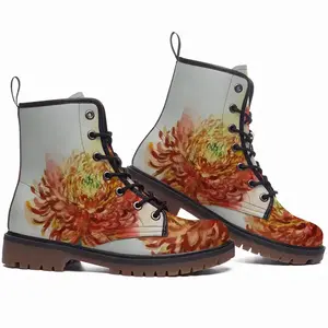 Men Autumn Flower Leather Work Boots