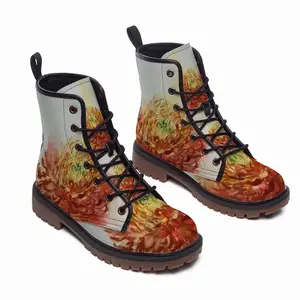 Men Autumn Flower Leather Work Boots