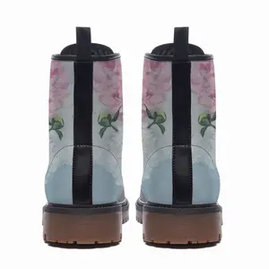 Men Peonies In A Vase Leather Work Boots