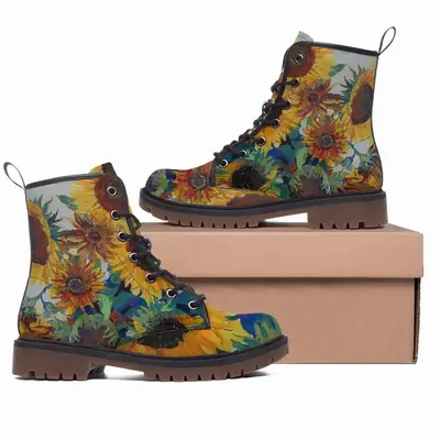 Men The Sunflowers Leather Work Boots