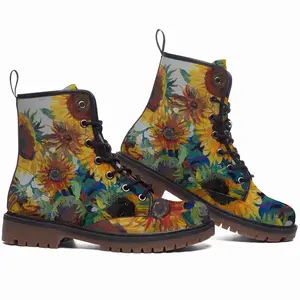 Men The Sunflowers Leather Work Boots