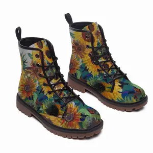 Men The Sunflowers Leather Work Boots