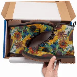 Men The Sunflowers Leather Work Boots