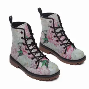 Men Large Peony Palette Knife Leather Work Boots