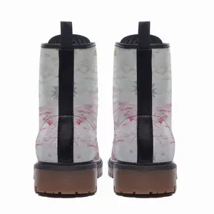 Men Large Peony Palette Knife Leather Work Boots