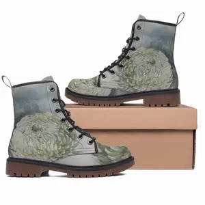 Men Flower Leather Work Boots